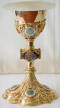 Solid silver gilt antique French Gothic Chalice.